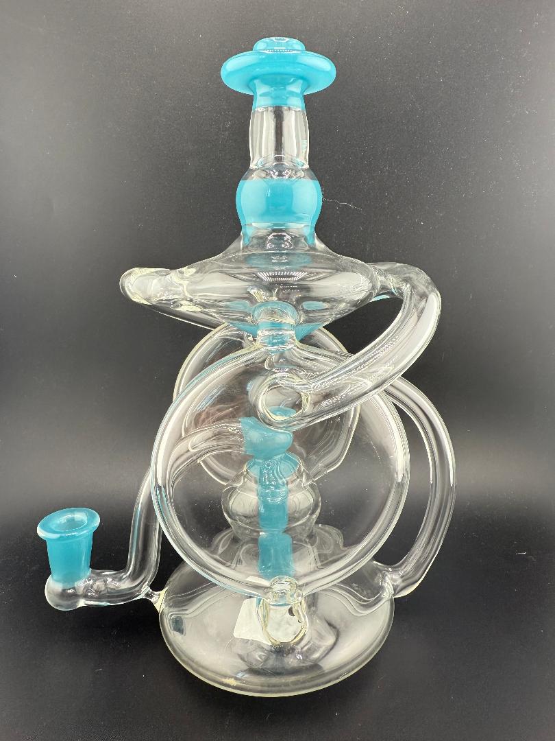 OG Badger 2.0 Teal & Clear Double Recycler 10mm 90°