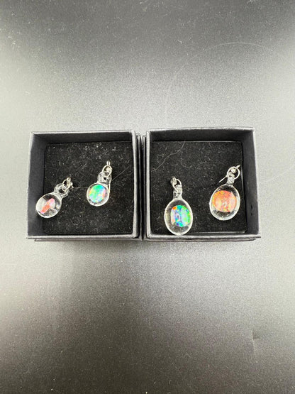 Filla John Glass Encased Opal Dangly Earrings