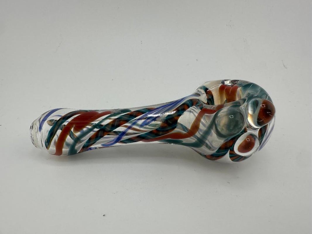 Crondo Glass Dry Pipe - Clear w/ Colored Squiggle