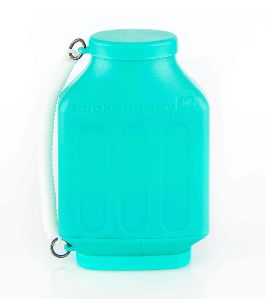 Smokebuddy Junior Personal Air Filter in teal color, compact and portable for discreet smoking.