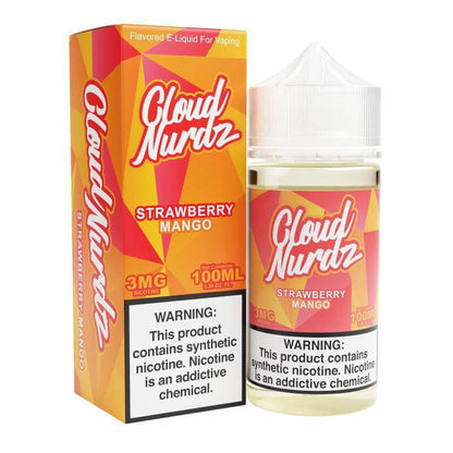 Cloud Nurdz 100ml e-liquid bottle featuring Strawberry Mango flavor, perfect for a fruity vaping experience.