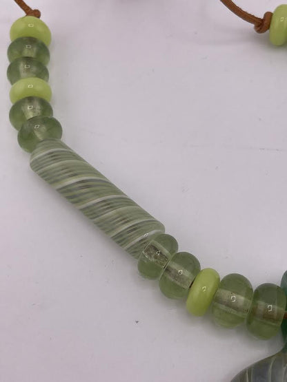 Phranq Glass Necklace -  Green Swirl