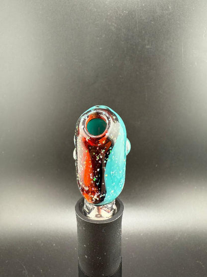 Paulson Pieces Puffco Pivot Glass Replacement Top W/ Auto Spinning Pearl Feature - Crushed Opal Red & Teal Side Shooter