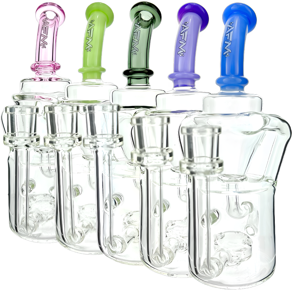 AFM Glass 8" Mighty Can Color Recycler Dab Rig T520 14mm 90°