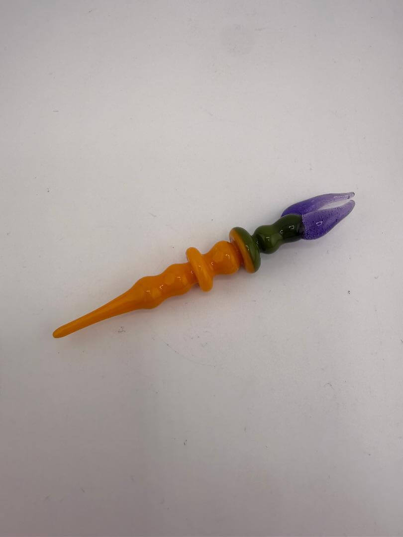 Paulson Pieces Glass Dab Tool 4 pieces American made glass Heady glass Blue green and orange flame 1 piece