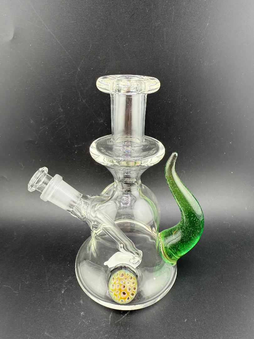 Pugsley Glass Straight Neck Jammer Rig w/ Colored Horn & Opal 10mm 45°