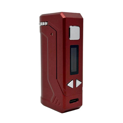 Yocan Uni Pro Plus 510 Battery in red, showcasing its sleek design and digital display for vaping.