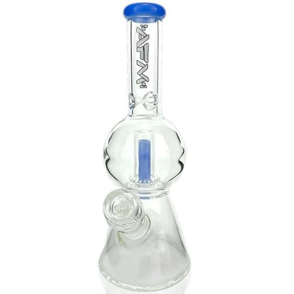 AFM Glass 10" Bubble Chamber UFO Beaker NBS708 with blue accents and downstem included for smooth smoking.