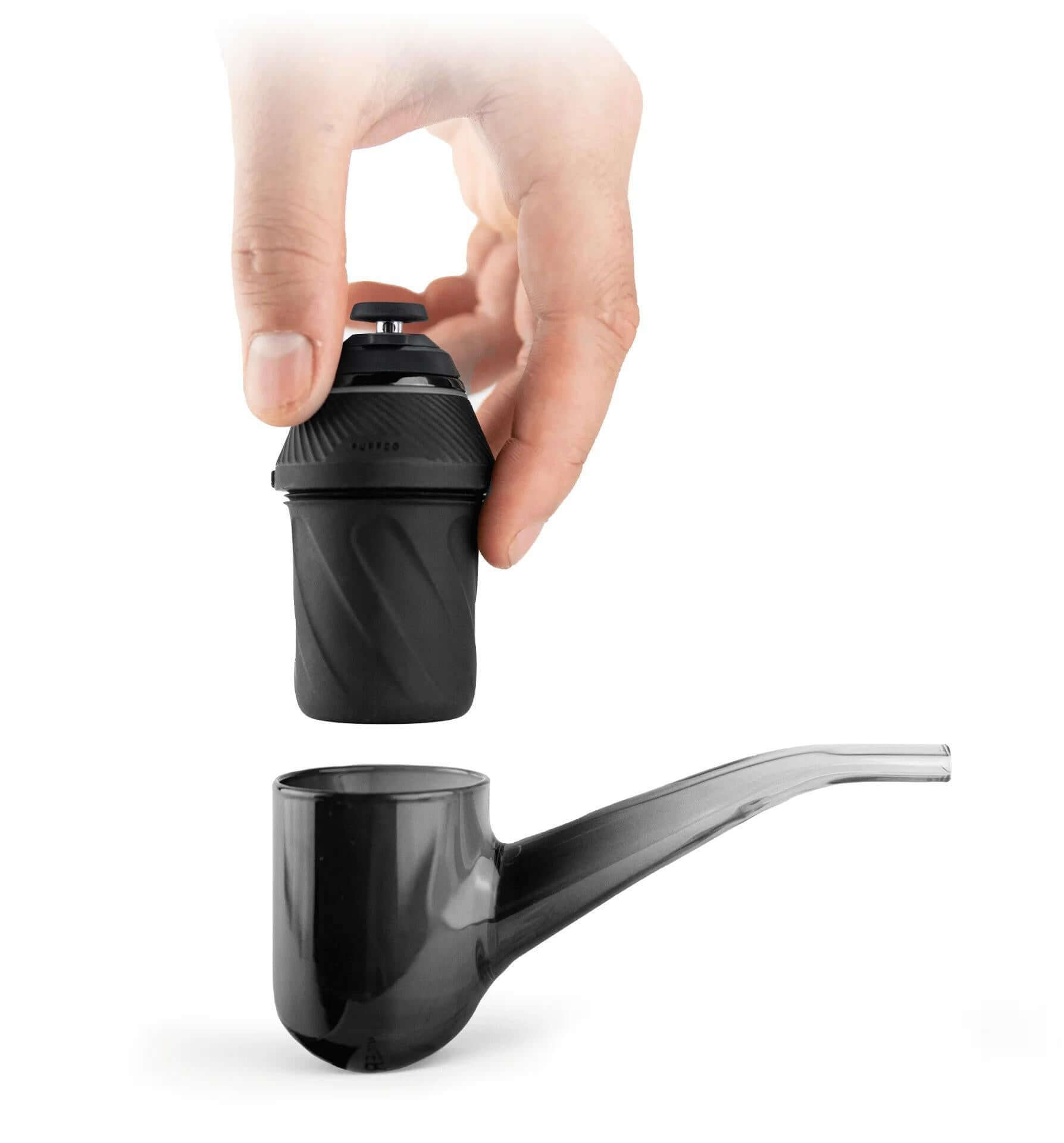 Puffco Proxy Kit showcasing Joystick Cap being added to the vaporizer pipe for versatile use.