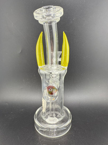 Crondo Glass Clear Banger Hanger w/ Green Horns 14mm 90°