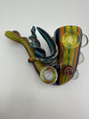 HighGrade Glass Dry Pipe - Fully Worked Crushed Opal / Dichro w/ Marble Attachments