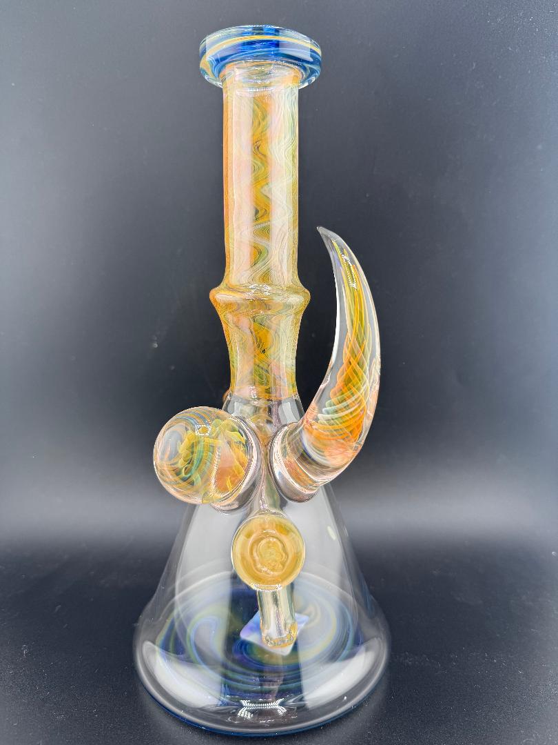 Brando Glass Fumed Beaker Blue Accents 10mm 45°