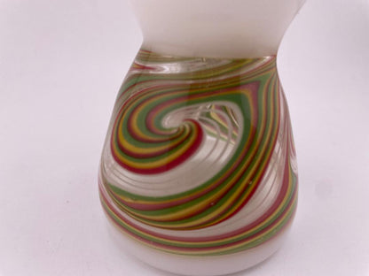 Unknown Artist Mini Beaker - White w/ Rasta Dot Stack & Rasta Line Worked Sections