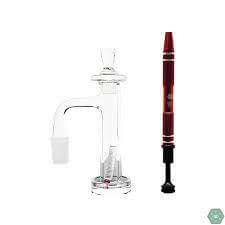 Campfire Quartz Control Tower Box Set featuring glass rig and red dabber for enhanced dabbing experience.