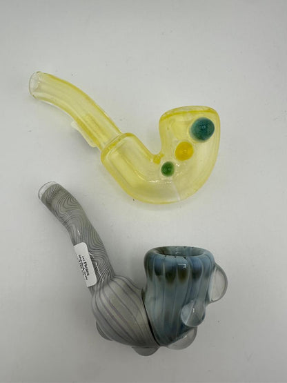 Phranq Glass Sherlock Pipe - Solid Color w/ Color Accents