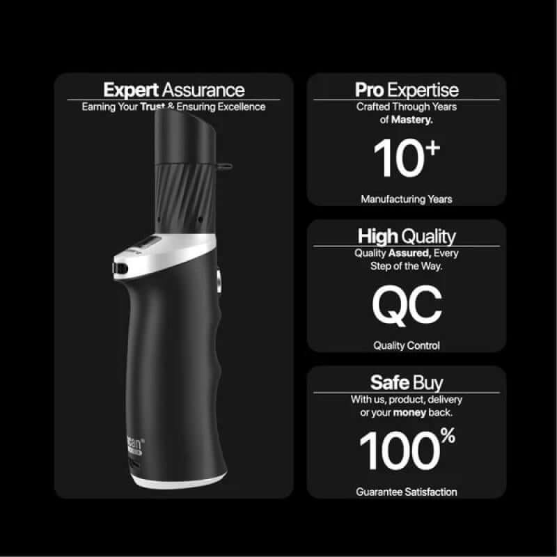 Yocan Black Phaser ACE 2 Vaporizer showcasing expert assurance, pro expertise, high quality, and safe buy guarantee.