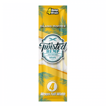 Twisted Hemp Hemp Wraps 4pc Island Hopper flavor, premium tobacco-free hemp wraps packaging.