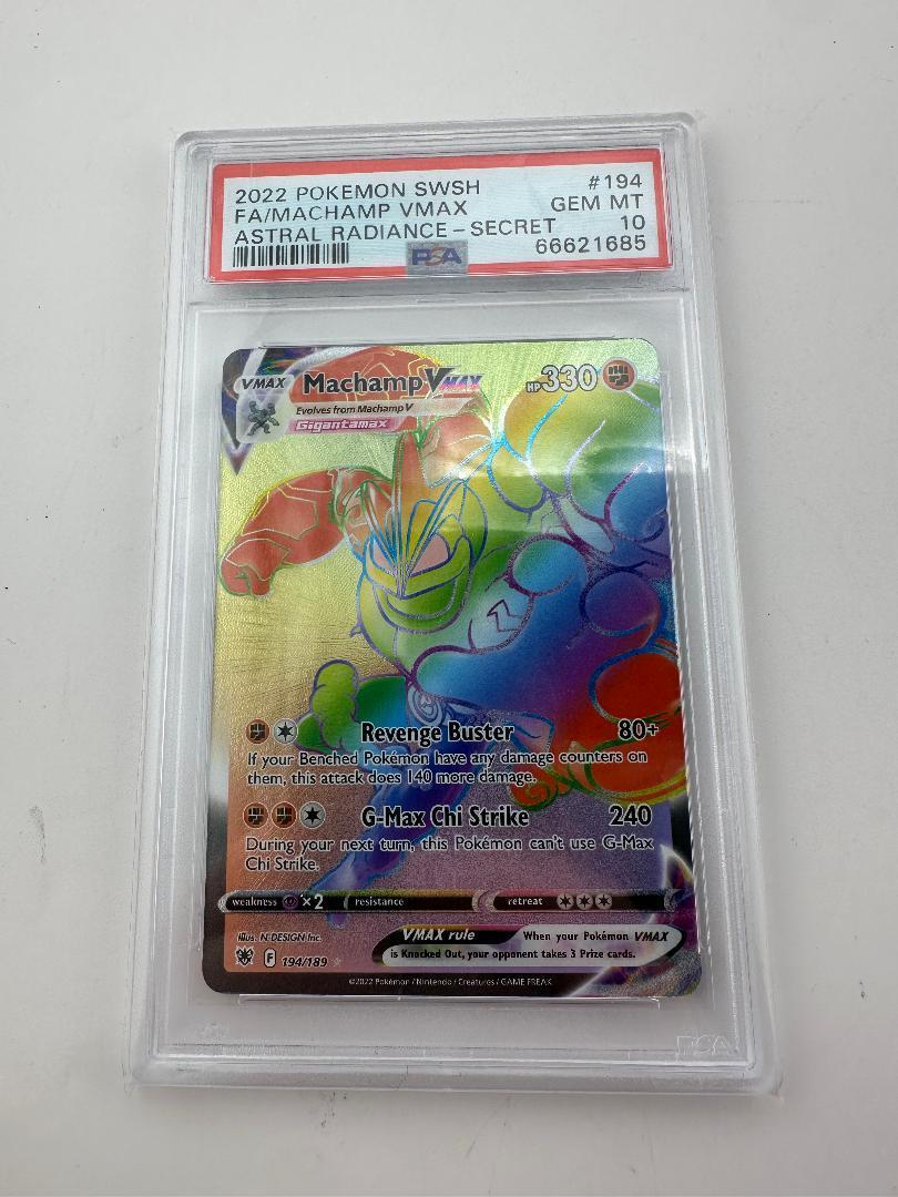 Pokémon TCG Graded – Machamp VMAX 194/189 – PSA Gem Mint 10 – Astral Radiance Rainbow Secret Rare