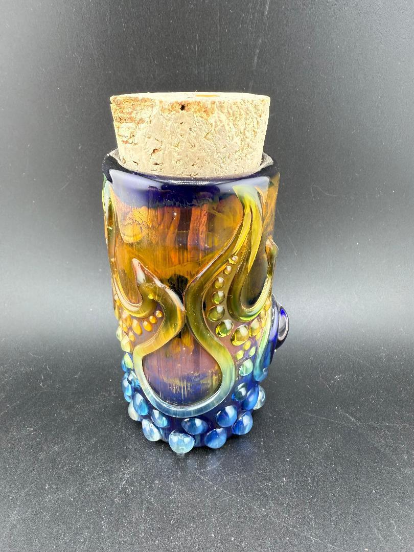 Glass Distractions Fumed Skull Cork Jar