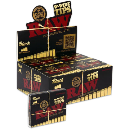 RAW Rolling Papers Black W Wide Pre-Rolled Tips