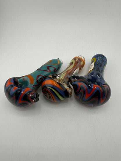 Phranq Glass Dry Pipe - Fully Worked Multi Colored Squiggle Wig Wag