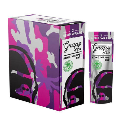 Kong Wraps Grape Ape 2pc hemp wraps box and individual pack for a flavorful smoking experience