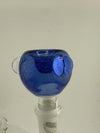 14mm Glass Distractions Dichro Push Bowl in vibrant blue, crafted from durable borosilicate glass for smooth airflow.