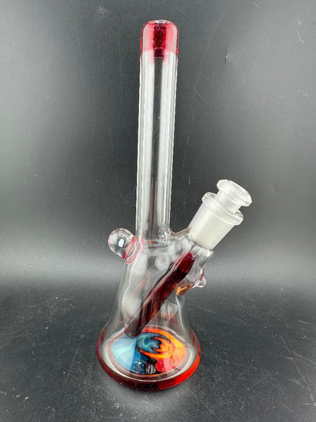 Highgrade Glass Mini Beaker - Color Accented Lip Wrap & Downstem w/ Wig Wag Reversal Bottom 10mm 45°