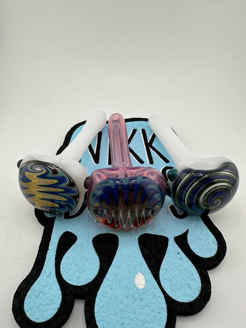 Filla John Glass Hand Pipe - Full Color with Wigwag Cap