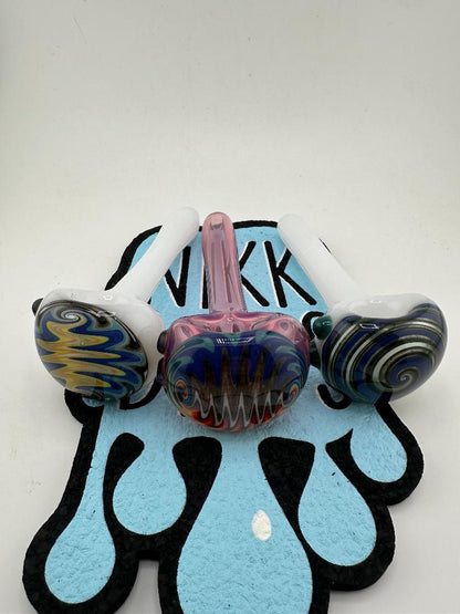 Filla John Glass Hand Pipe - Full Color with Wigwag Cap