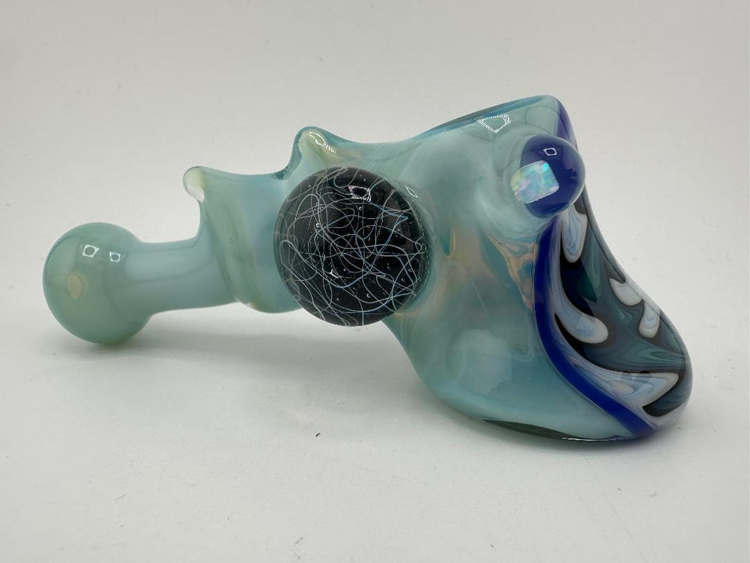 HighGrade Glass Dry Pipe - Fully Worked Hammer w/ Wig Wag Cap & Dichro Marble Attachment