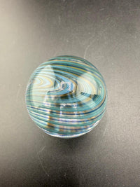 Brando Glass Marble - 34mm Blue & Teal Line Work Over Clear Marble