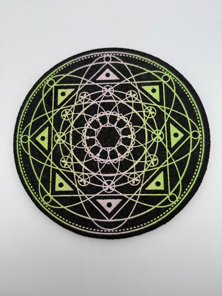 Slime Grid 12" foam mat with UV-reactive print featuring bold geometric designs and vibrant slime drips.