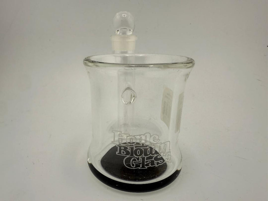 Home Blown Glass Colored Q-Tip ISO Jar, handcrafted glass storage for dabs and cleaning, made in the USA.