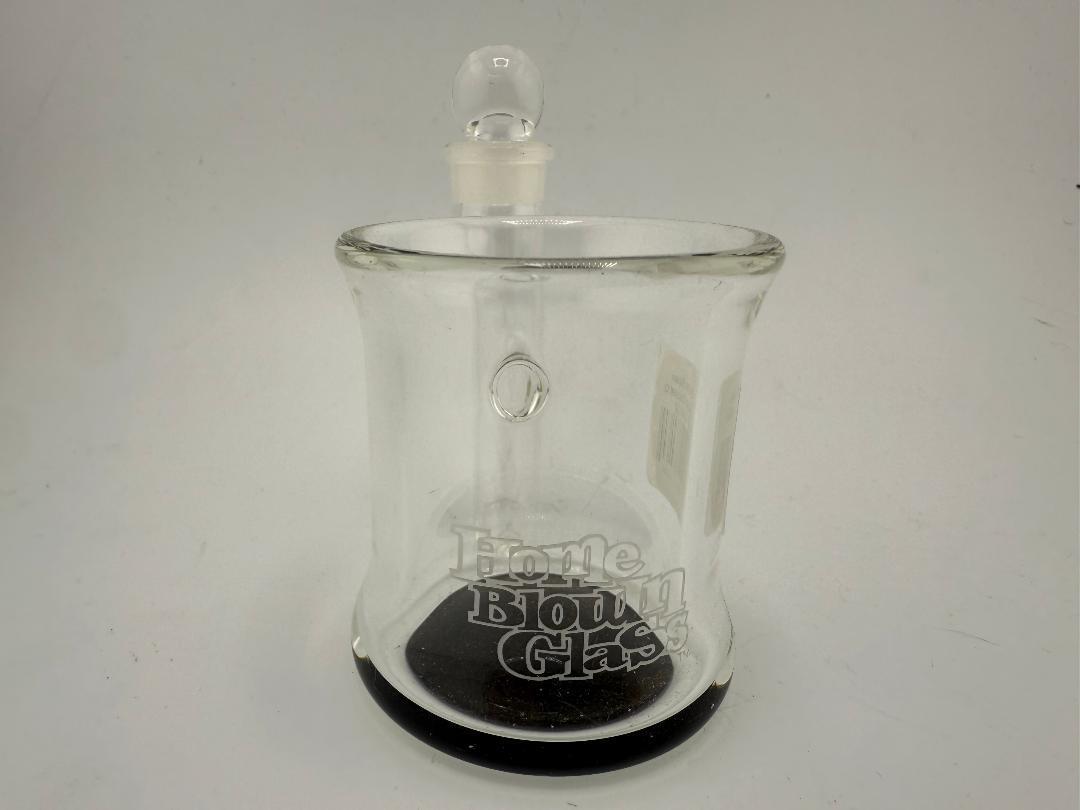 Home Blown Glass Colored Q-Tip ISO Jar, handcrafted glass storage for dabs and cleaning, made in the USA.