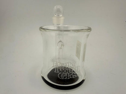 Home Blown Glass Colored Q-Tip ISO Jar, handcrafted glass storage for dabs and cleaning, made in the USA.