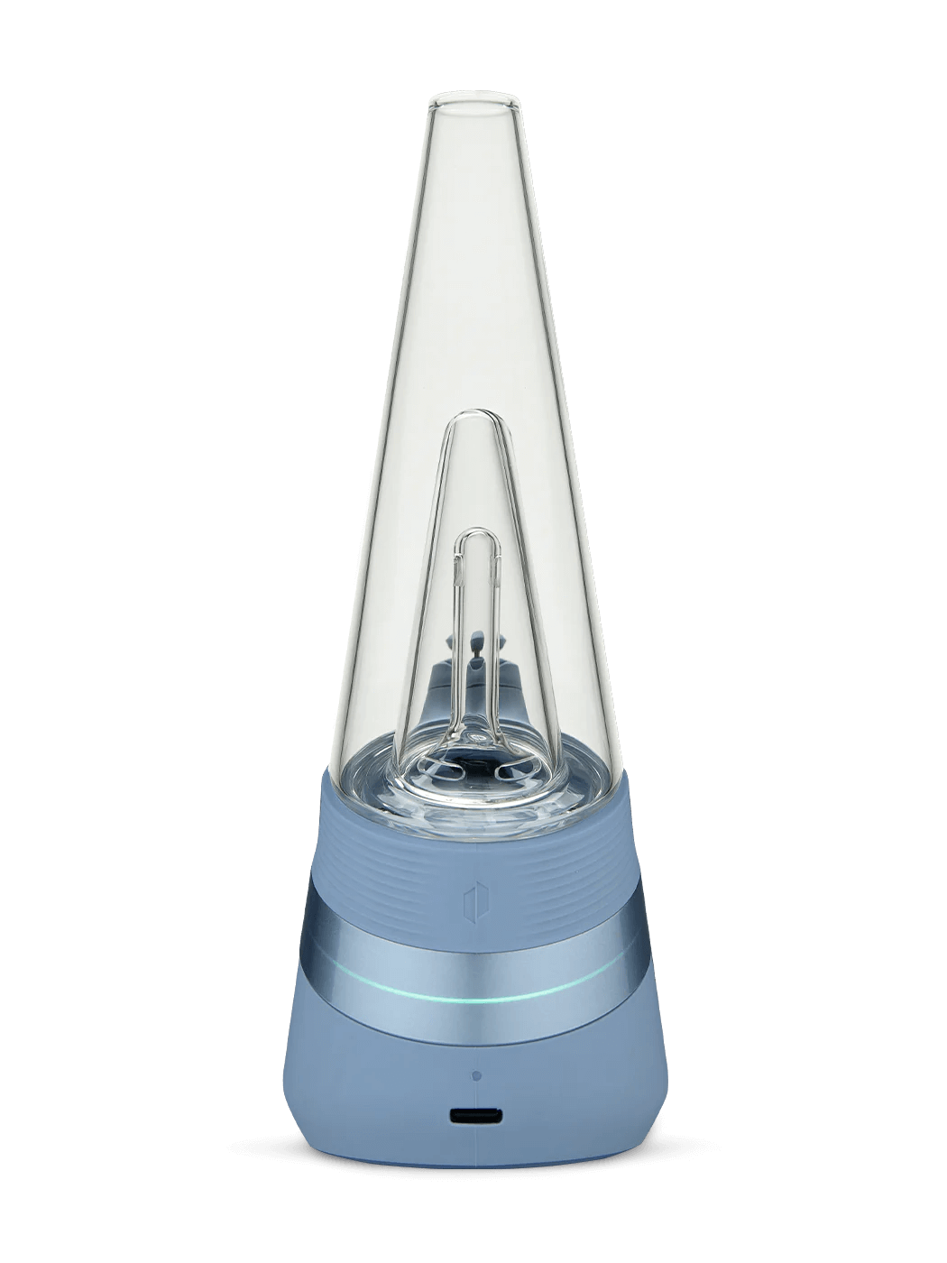 Puffco New Peak vaporizer in Sky color, featuring a 3D Chamber and sleek design for effortless dabbing.