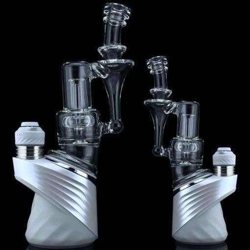 Iridescent Glass Puffco Peak Glass Attachment - Mini RBR ( Coming Soon ) showcased against a black background.