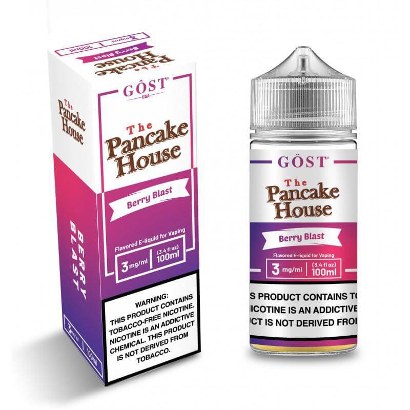 The Pancake House Berry Blast e-liquid 100ml bottle and packaging for smooth vaping experience.