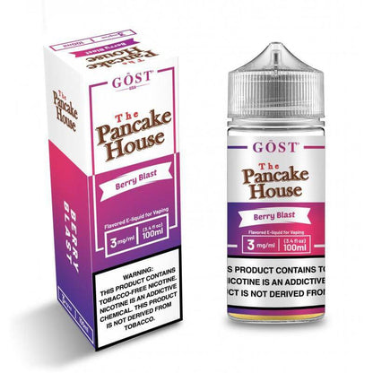 The Pancake House Berry Blast e-liquid 100ml bottle and packaging for smooth vaping experience.