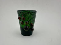 Paulson Pieces Green Shot Glass with Tactile Dots – Handcrafted Glass Art