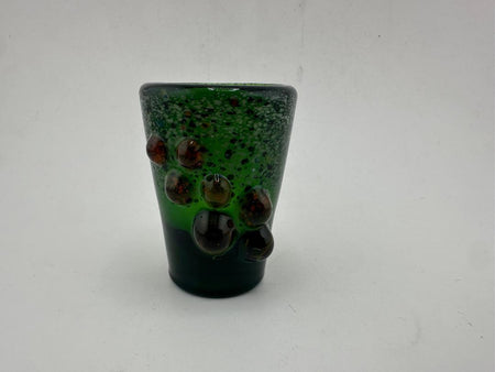 Paulson Pieces Green Shot Glass with Tactile Dots – Handcrafted Glass Art