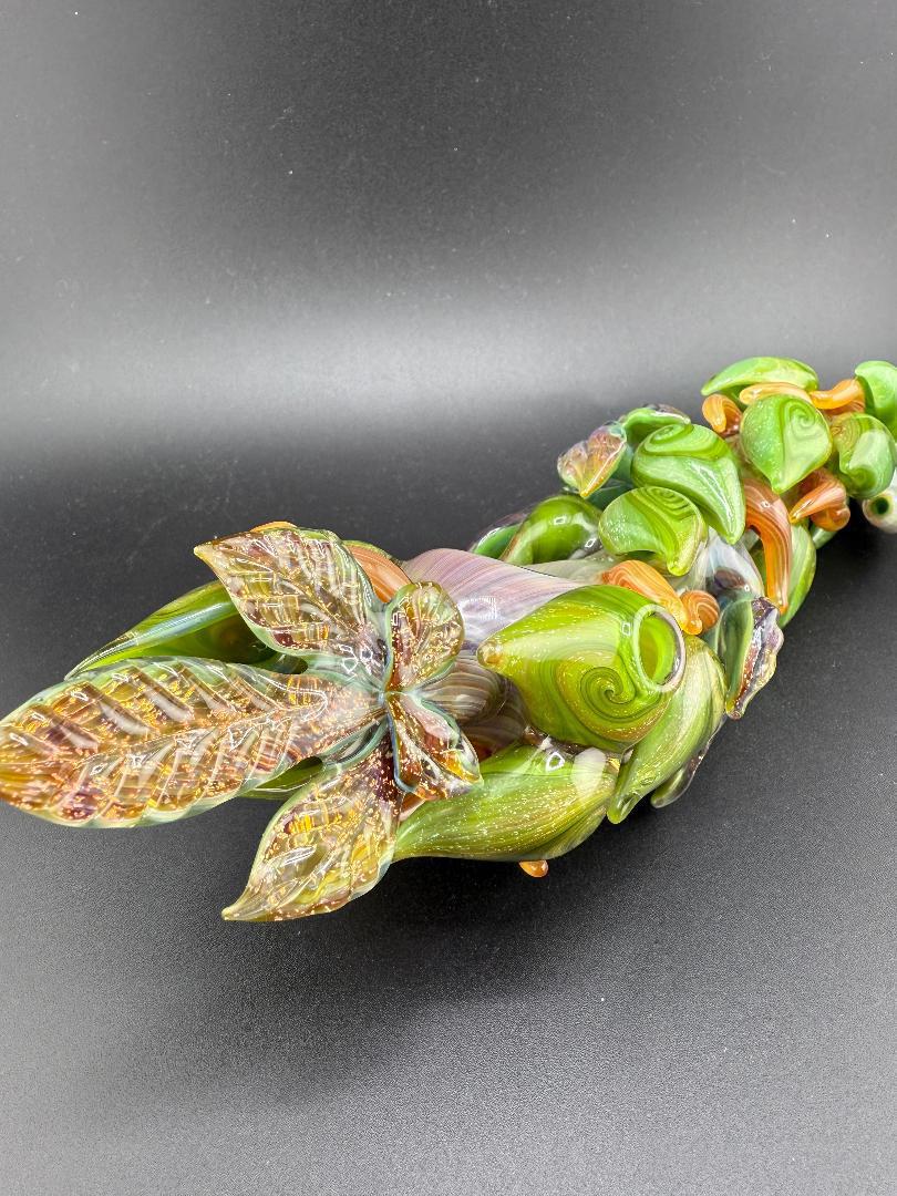 Mr. Gray Glass Large Dichroic Leaf Nug Stem Pipe