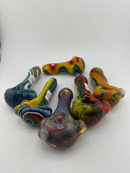 Phranq Glass Dry Pipe - Multi Colored Wig Wag