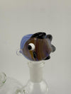 Handcrafted 14mm fish bowl slide by Lamp Dancer featuring vibrant colors and intricate fish design.