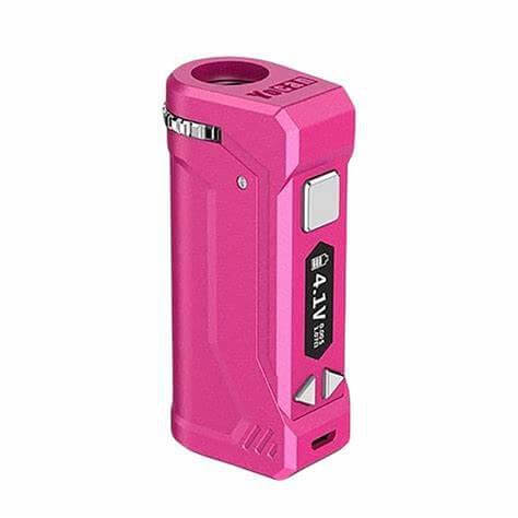 Yocan Uni Pro portable vaporizer mod in vibrant pink color, designed for precision and compatibility with 510-threaded cartridges.