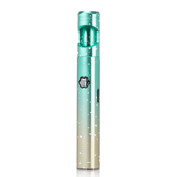 DazzLeaf HANDii 510 battery in a gradient teal design with adjustable voltage and magnetic top cap for portability.