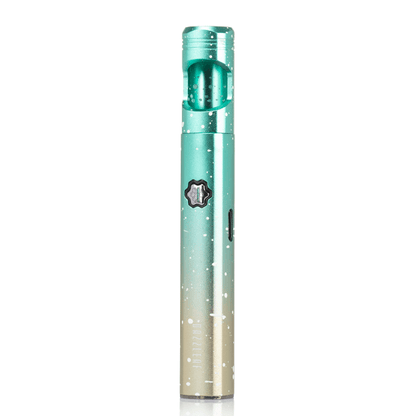 DazzLeaf HANDii 510 battery in a gradient teal design with adjustable voltage and magnetic top cap for portability.