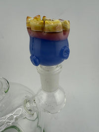 Lamp Dancer 14mm glass bowl piece featuring detailed teeth design in vibrant colors, perfect for enhancing your smoking experience.