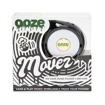 Ooze Movez 510 Vape Music Player packaging, featuring wireless vape and audio functionality, 650 mAh battery.